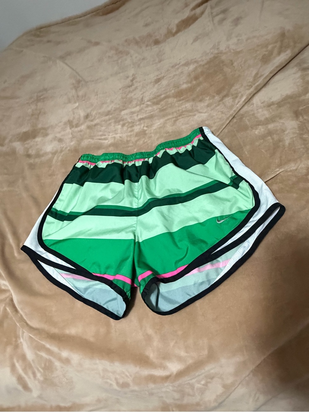 Nike Green Striped Women's Running Shorts Medium